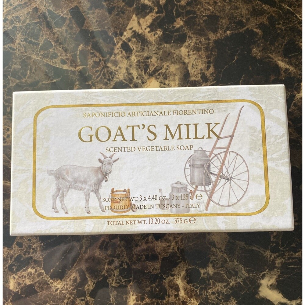 Goat's Milk Soap Scented Vegetable Artigianale Fiorentino Made Italy 3 Pack